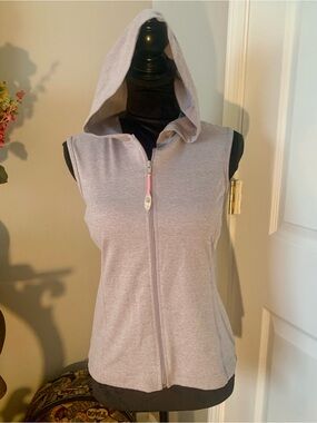 Esprit Light Gray/Orange Sleeveless Hoodie Zip-Front Vest